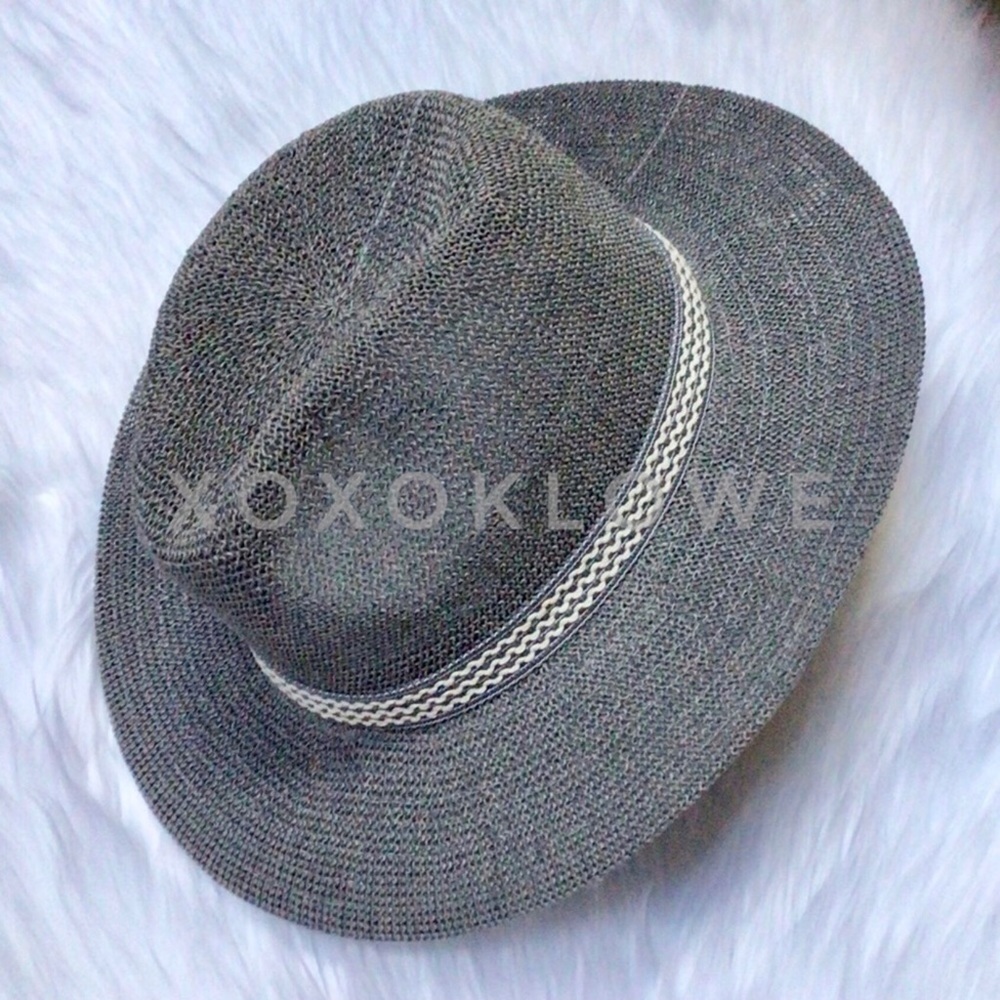 1 LEFT Black Wool Chevron Buckle Strap Wide Brim Hat - Picture 10 of 14